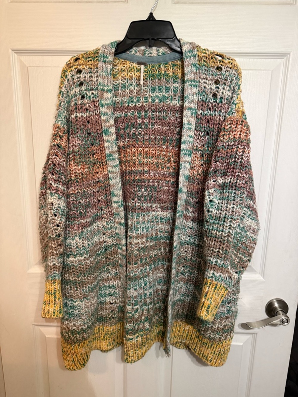 Free People Chunky Open-Front Multicolor Women's Sweater Cardigan *Flaw* - Picture 2 of 7